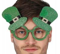 Fiestas Guirca Lunettes de Saint-Patrick Leprechaun – chapeau vert pailleté