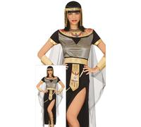 FIESTAS GUIRCA Magnifique robe de déesse égyptienne pour femme - Robe sexy de Cléopâtre noire et dorée - Déguisement de reine égyptienne pour femme