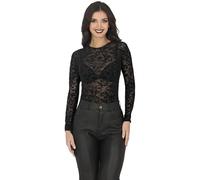FIESTAS GUIRCA | Maillot Dentelle Crânes Noir (42-44/L) - Chemise et Tablier pour Costume d'Halloween et Carnaval - Idéal pour Fêtes d'Horreur et Célébrations - Unisexe - Noir