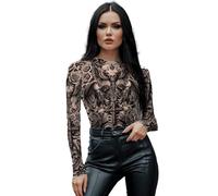 FIESTAS GUIRCA | Maillot Effet Tatouages (38-40/M) - T-shirt de Costume pour Halloween et Carnaval - Idéal pour Fêtes Costumées et Célébrations - Unisexe - Noir