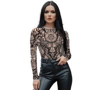 FIESTAS GUIRCA | Maillot Effet Tatouages (42-44/L) - T-shirt de Costume pour Halloween et Carnaval - Idéal pour Fêtes Costumées et Célébrations - Unisexe - Noir
