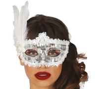 FIESTAS GUIRCA Masque argenté avec plume