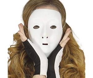 FIESTAS GUIRCA | Masque Blanc PVC (Taille Unique) - Loup Vénitien pour Déguisement Halloween, Carnaval, Oktoberfest, Bal Masqué, Soirée à Thème - Adulte Unisexe - Blanc