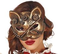 FIESTAS GUIRCA Masque chat Steampunk PVC, Bronze, Taille unique