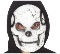 FIESTAS GUIRCA | Masque Crâne PVC (Taille Unique) - Demi-masque Squelette pour Déguisement Halloween, Carnaval, Oktoberfest, Fête à Thème - Adulte Unisexe - Blanc