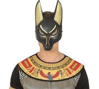 FIESTAS GUIRCA | Masque d'Anubis en PVC - Accessoire de Costume Égyptien - Idéal pour Fêtes Costumées, Halloween et Carnaval - Inspiration Mythologie Égyptienne - Adultes Unisexe - Noir et Or