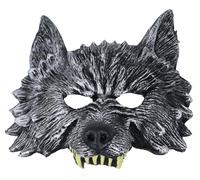 Fiestas Guirca Masque Loup demi-visage en latex, Argenté/Noir.