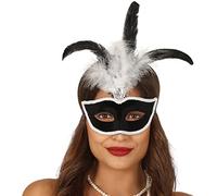 FIESTAS GUIRCA Masque pour les yeux Teripelo noir avec plume blanche