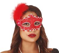 FIESTAS GUIRCA Masque rouge avec plume