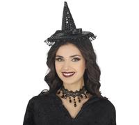 FIESTAS GUIRCA | Mini Chapeau de Sorcière avec Sequins et Diadème (Taille Unique) - Accessoire pour Costume de Sorcière et Halloween - Idéal pour Femme Adulte lors de Fêtes de Sorcières