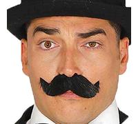 FIESTAS GUIRCA | Moustache Noire - Accessoires de Costume pour Hommes - Idéal pour Les fêtes de Cowboy, Le 19ème siècle, Halloween et Le Carnaval - Accessoires de Barbe et de Moustache - Noir