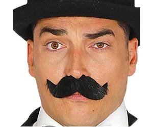 FIESTAS GUIRCA | Moustache Noire - Accessoires de Costume pour Hommes - Idéal pour Les fêtes de Cowboy, Le 19ème siècle, Halloween et Le Carnaval - Accessoires de Barbe et de Moustache - Noir