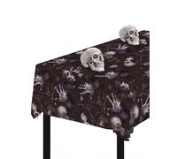FIESTAS GUIRCA | Nappe Cimetière Grise et Noire (137x274 cm) - Décoration de Table pour Fêtes d'Halloween - Idéal pour Célébrations de Peur et Terreur - Gris, Noir