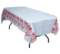 FIESTAS GUIRCA | Nappe en Plastique Sang (135x270 cm) - Décoration de Table pour Fêtes d'Halloween Terrifiantes - Idéal pour Célébrations de Peur - Blanc