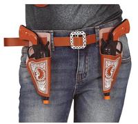 FIESTAS GUIRCA | Paire de Holsters avec 2 Pistolets Factices (20 cm) - Accessoire de Déguisement Cowboy Shérif Far West Texas Carnaval Halloween Homme Garçon - Marron