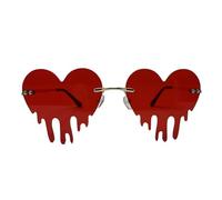 FIESTAS GUIRCA - Paire DE Lunettes Coeur Sang COULANT Rouge Adulte