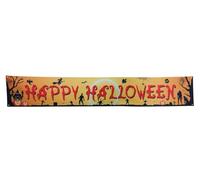 FIESTAS GUIRCA | Pancarte Happy Halloween Tissu (290x50 cm) - Décoration de Fête pour Halloween et Célébrations - Accessoire Idéal pour Décorer Fêtes Terrifiantes - Orange