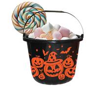 FIESTAS GUIRCA | Panier Citrouille (18x16 cm) - Seau pour Halloween et Décoration de Fêtes - Idéal pour Enfants et Adultes - Noir et Orange