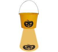 FIESTAS GUIRCA | Panier de Trick or Treat avec LED à la Base (15x20 cm) - Accessoire pour Halloween et Fêtes Costumées - Idéal pour Collecter des Bonbons et Décoration - Orange