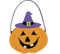 FIESTAS GUIRCA | Panier en Feutre Citrouille (16x18 cm) - Seau pour Halloween et Décoration - Accessoire Idéal pour Fêtes et Célébrations - Idéal pour Adultes et Enfants - Orange
