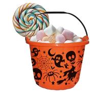 FIESTAS GUIRCA | Panier Halloween (18x16 cm) - Seau pour Trick or Treat et Décoration de Fêtes d'Halloween - Idéal pour Enfants et Adultes - Orange