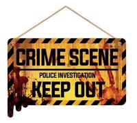 FIESTAS GUIRCA | Panneau Crime Scene en Bois (30 x 20 cm) - Décoration Murale, Porte et fenêtre pour Halloween et fêtes de squelettes - Idéal pour célébrations et événements - Jaune