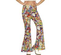 FIESTAS GUIRCA | Pantalon Hippie Multicolore (42-44/L) - Accessoire de Costume pour Femme Adulte - Idéal pour Fêtes des Années 60 et Carnaval - Style Rétro et Psychédélique - Multicolore
