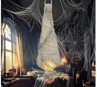 Fiestas Guirca Suspension Momie avec lumière 75 cm - Décoration Halloween gris et blanc