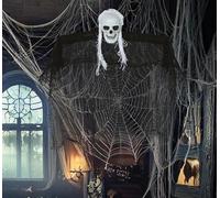 FIESTAS GUIRCA | Pendentif Squelette (24 cm) - Décoration d'Halloween pour Fêtes et Célébrations - Idéal pour Ambiances de Terreur et Thématiques de Squelettes - Parfait à Suspendre - Noir