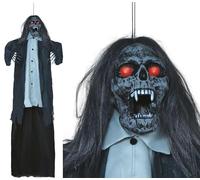 FIESTAS GUIRCA Pendentif vampire zombie avec lumière, son et mouvement (160 cm) - Décoration d'Halloween pour fêtes et célébrations - Idéal pour les environnements terrifiants - Noir et gris