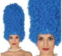 FIESTAS GUIRCA | Perruque Boucles Bleue (40 cm) - Accessoire de Costume pour Fêtes à Thème et Cosplay de Jeux Vidéo - Idéal pour Femme Adulte à Halloween et Carnaval - Bleu