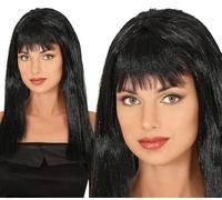 FIESTAS GUIRCA | Perruque Cheveux Noirs (Taille Unique) - Accessoire de Costume pour Adultes - Perruques Thématiques pour Fêtes, Halloween et Événements - Noir