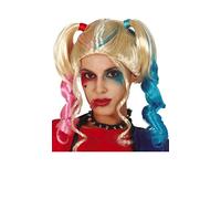 FIESTAS GUIRCA | Perruque Couettes pour Femme (Taille Unique) - Accessoire de Costume Thématique de Super-héros et Vilains, Mr. Smile, Halloween et Fêtes - Idéal pour Adultes - Jaune et Multicolore