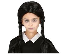 FIESTAS GUIRCA | Perruque Noire avec Tresses (Taille Unique) - Accessoire de Costume pour Halloween et Fêtes à Thème - Idéal pour Costumes de Sorcière, Vampire et Personnages Sombres - Noir