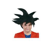 FIESTAS GUIRCA | Perruque Noire Guerrier (Taille Unique) - Adulte Unisexe - Perruque pour Déguisement d'Anime et Cosplay - Idéale pour Halloween, Carnaval, et Fêtes Déguisées - Noir