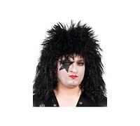 FIESTAS GUIRCA | Perruque Rockeur Noire (Taille Unique) - Accessoire de Costume pour Fêtes à Thème Rock et Célébrations - Idéal pour Homme Adulte à Halloween et Carnaval - Noir