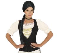 FIESTAS GUIRCA | Perruque Tresse Noire (Taille Unique) - Accessoire de Costume Médiéval pour Princesses et Personnages de Conte - Idéal pour Fêtes et Carnaval - Femme Adulte - Noir