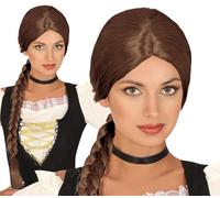 FIESTAS GUIRCA | Perruque Tresse (Taille Unique) - Accessoire de Costume Médiéval pour Princesses et Personnages de Conte - Idéal pour Fêtes et Carnaval - Femme Adulte