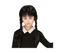 FIESTAS GUIRCA | Perruque Tresses Noires avec Frange Enfant - Idéal pour Halloween, Carnaval et Fêtes à Thème - Accessoire de Costume - Perruques et Cheveux pour Filles - Noir