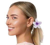 FIESTAS GUIRCA | Pince Fleur pour Cheveux Blanche/Lilas (8 cm) - Accessoire de Costume pour Fêtes d'Été - Idéal pour Célébrations Hawaïennes et Tropicales - Filles et Adultes - Blanc/Lilas