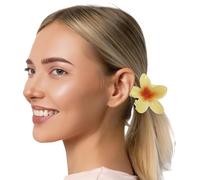 FIESTAS GUIRCA | Pince Fleur pour Cheveux Jaune (8 cm) - Accessoire de Costume pour Fêtes d'Été - Idéal pour Célébrations Hawaïennes et Tropicales - Filles et Adultes - Jaune