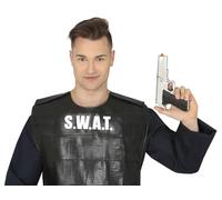 FIESTAS GUIRCA | Pistolet Jouet Argenté - Accessoire de Costume pour Policiers et SWAT - Idéal pour Fêtes Costumées, Carnaval et Halloween - Argenté