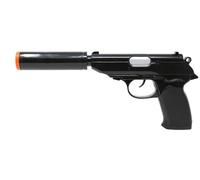 FIESTAS GUIRCA | Pistolet Jouet avec Silencieux (25 cm) - Accessoire pour Costume de Policier, Militaire ou Voleur - Idéal pour Halloween, Carnaval et Fêtes Costumées - Noir
