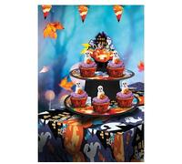 FIESTAS GUIRCA | Plateau 3 Étages Citrouilles (40x30 cm) - Décoration de Table pour Fêtes d'Halloween Terrifiantes - Idéal pour Célébrations de Peur - Multicolore
