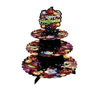 FIESTAS GUIRCA | Plateau 3 Étages Petits Monstres (40x30 cm) - Décoration de Table pour Fêtes d'Halloween Terrifiantes - Idéal pour Célébrations de Monstres - Multicolore