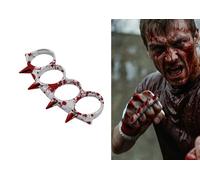 FIESTAS GUIRCA | Poing Américain Ensanglanté pour Déguisement Adulte - Gris | Effet Sang Éclaboussé | Pointes Intégrées | Accessoire Effrayant | PVC Léger | 11 cm | Halloween, Karneval & Fasching