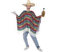 FIESTAS GUIRCA | Poncho Mexicano Multicolor Adulte (Taille Unique) - Costume de Mariachi et Charro pour Fêtes à Thème, Carnaval et Halloween - Idéal pour Hommes et Femmes - Multicolore