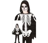 FIESTAS GUIRCA Poncho squelette pour enfants - Poncho noir avec imprimé squelette et capuche - Pour filles et garçons de 7 à 9 ans