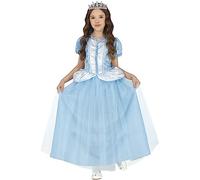FIESTAS GUIRCA Princesse Céleste Déguisement pour Fille - Reine Bleue de la Neige - Costume pour Enfant 7-9 ans