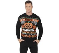 FIESTAS GUIRCA | Pull Halloween Calabaza (48-50/M) - Sweat Festif pour Fêtes de Costumes et Célébrations - Idéal pour Halloween et Autres Occasions - Unisexe - Multicolore
